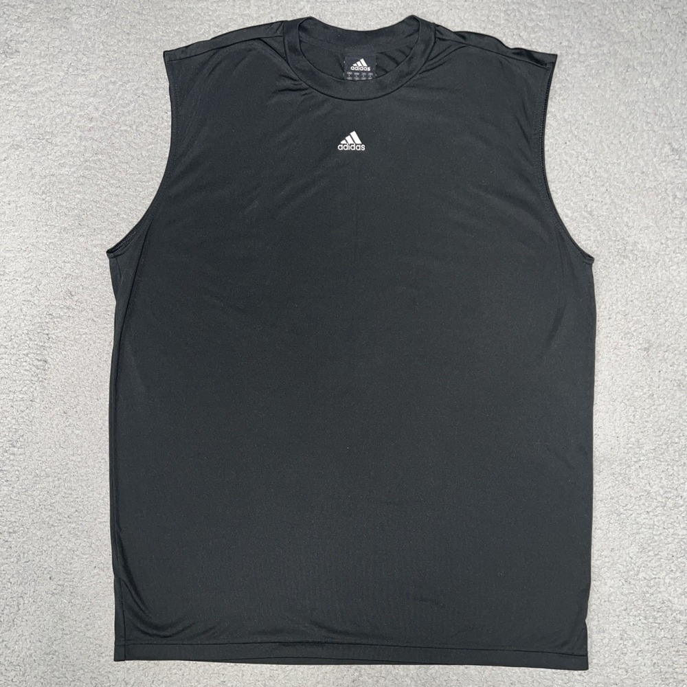 VTG adidas Shirt Men's Sz L Black Sleeveless 2-Side Athletic Sleeveless Tank Y2K